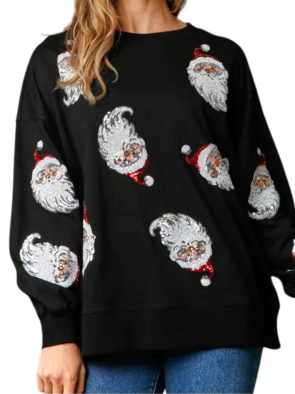 Black Santa Sequin Sweatshirt